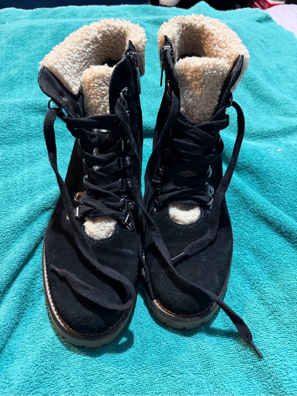 Blondo Black Lace-Up Sherpa-Lined and Waterproof Boots
